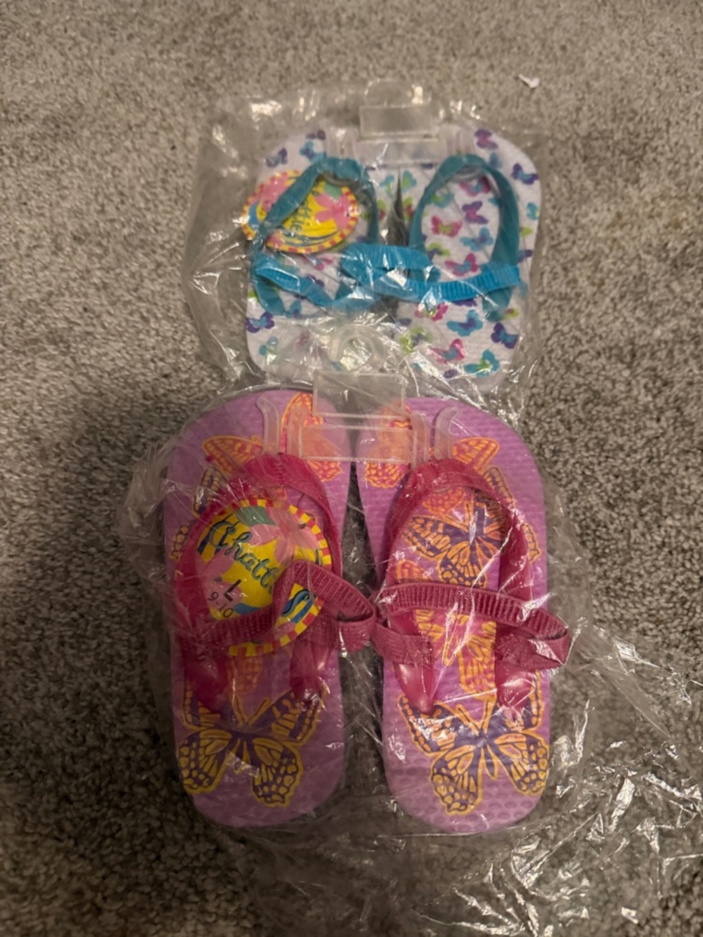 chatties Girls Butterfly Flip Flop Sandals in Pink and Purple
